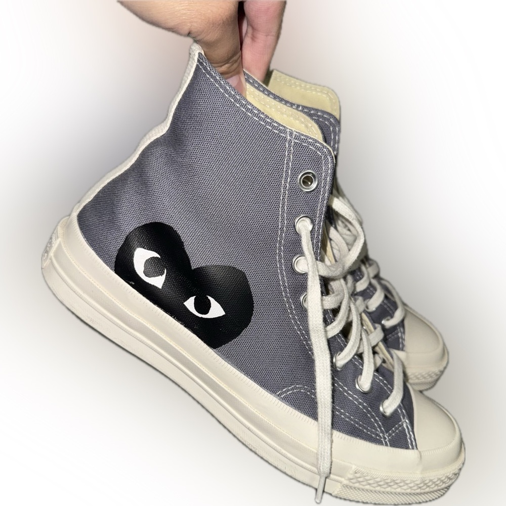 Comme des Garcons Converse Gray and Cream High-Top Sneakers